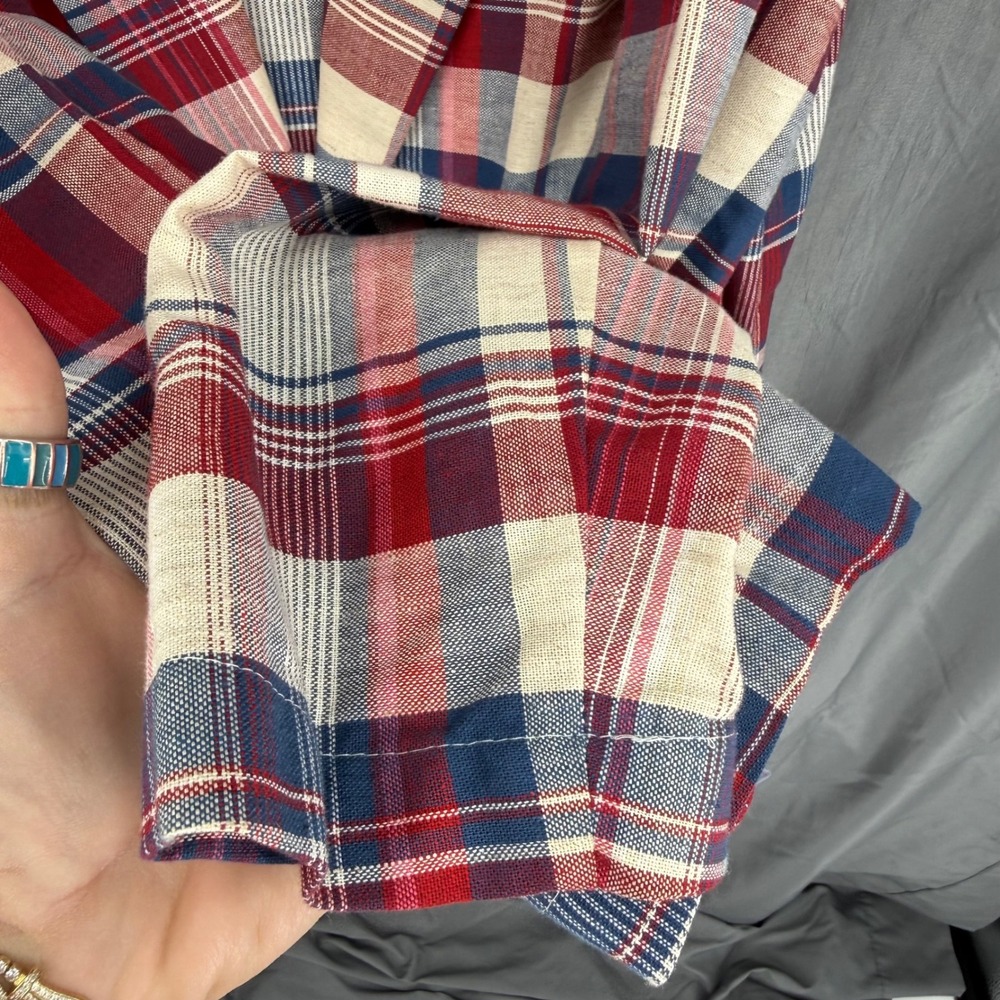 Eagle River Traders Blazer Wmn 14 Red Plaid Cotton Linenโ Single Button USA Made - Picture 9 of 14